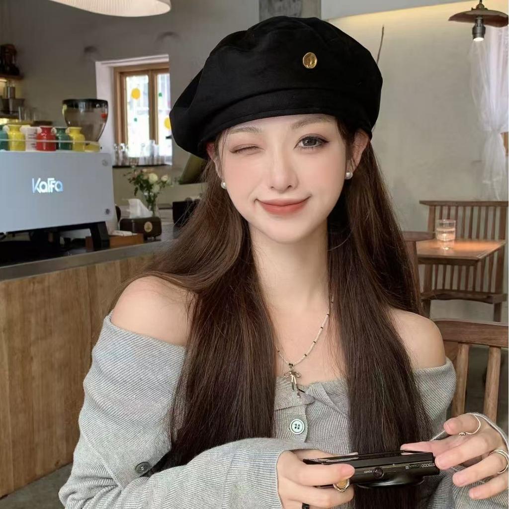 Velvet Beret Women Korean Version Versatile Painter Hat Big Head Circumference Retro Niche Hat Spring Autumn Fashion