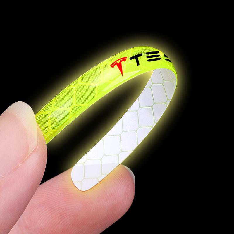 Car Wheel Hub Reflective Stickers Tire Rim Luminous Accessories For Tesla Model 3 Model X S 2016-2020 Decals TM3 TMX TMS Decal