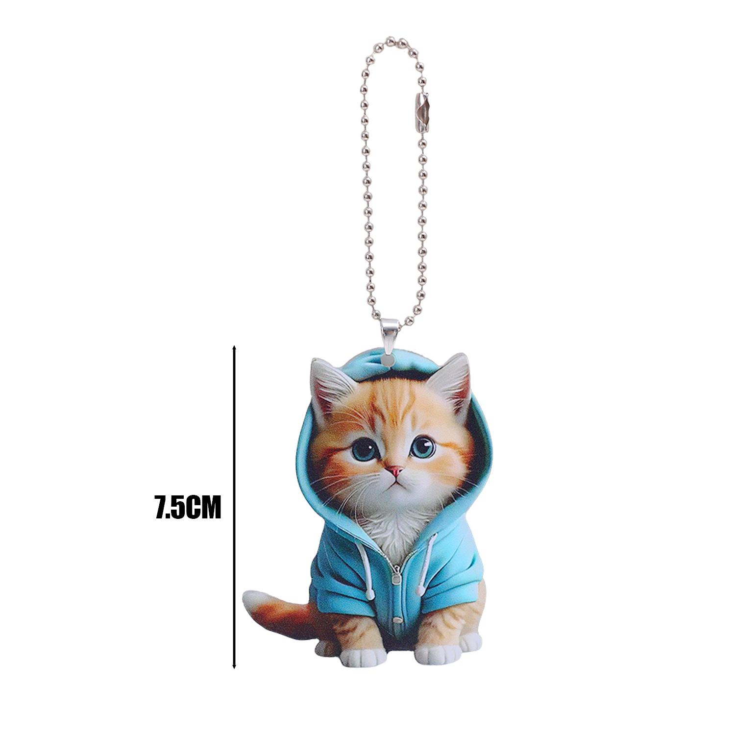 

Acrylic Cat Pendant Key Chain 2D Flat Kitten Hanging Keychain Lifelike Kitten Bag Pendent Cartoon Animal Keyring Accessories
