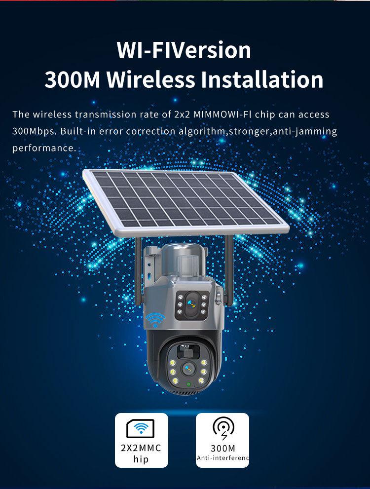 Solar-Powered 4G Outdoor Waterproof Dual Camera with HD Night Vision and Remote Monitoring