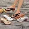 Women Sandals High Quality 2025 Fashion New Shoes Women Solid Color Open Toe Sandals Women High Heels Casual Beach Flip Flops
