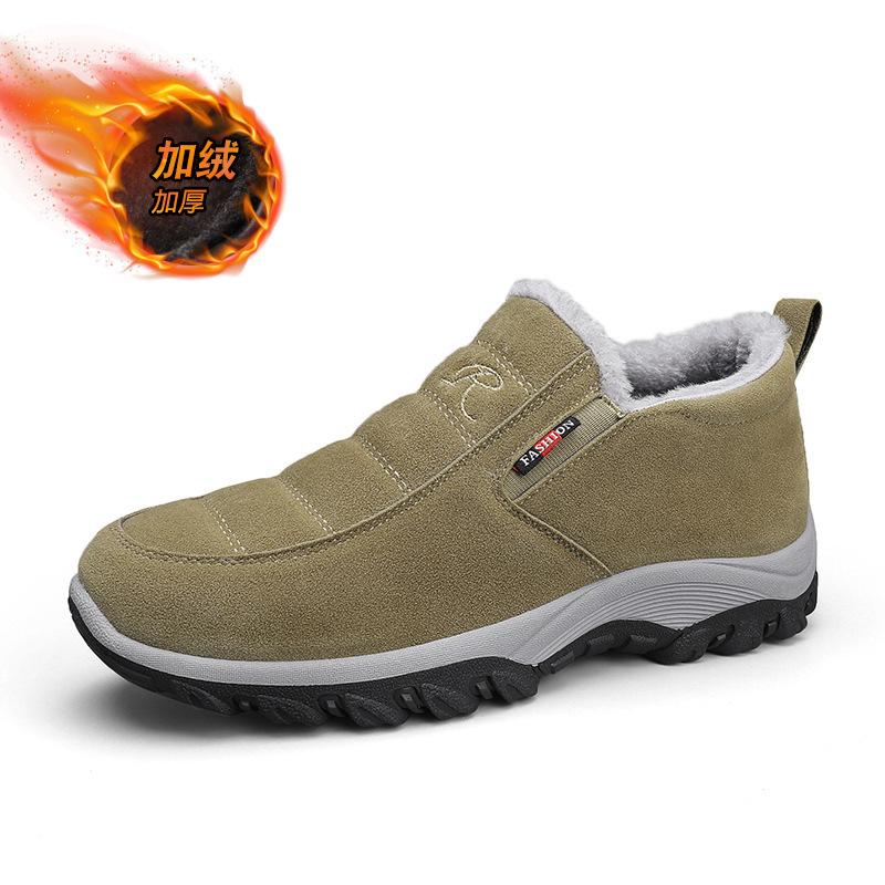 Winter Ein-Pedal Samt Dicke Laufschuhe Outdoor Schnee Baumwollschuhe Herren Ältere Baumwollschuhe Rutschfeste Weichsohlige Papa-Schuhe