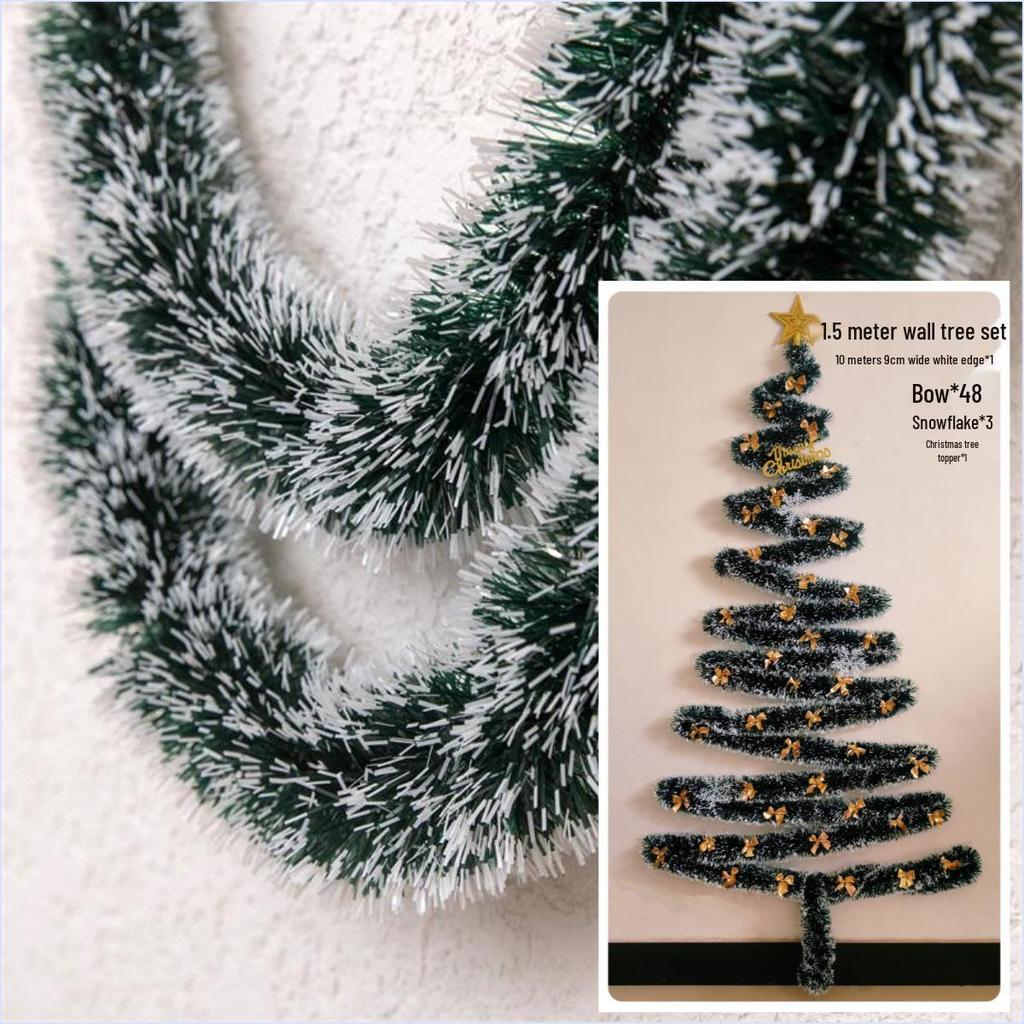 10m Dark Green Tinsel Ribbon Feather Boa Christmas Tree Ornament Set