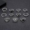 European and American Ornament Hollow-carved black gemstone micro-set diamond ring, sun smiley face ring, women's jewelry set