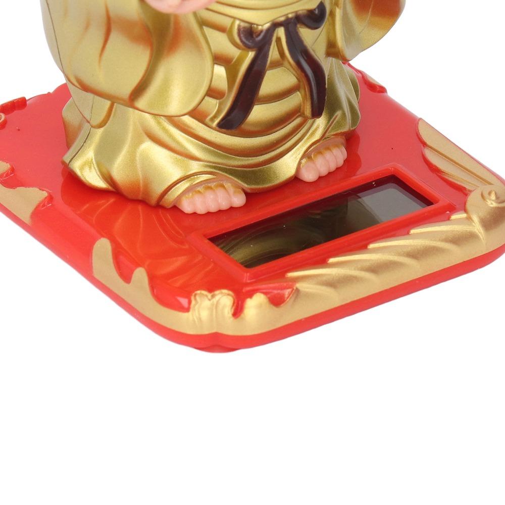 Plastik Solar Wackel-Buddha Figur Gold Auto Armaturenbrett Licht Angetriebene Dekoration Büro Schreibtisch Display