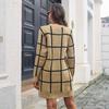 New Fall Winter Women Loose Knitted Long Sleeve Sweater Dress Plaid Contrast Color Bottoming Sizes S to L