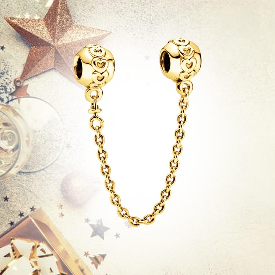 Sparkling Safety Chain Collection Charm Bead Charms Triple Clear Stone Safety Chain Safety Chain Clip Compatible With Authentic Bracelets Do It Yourse
