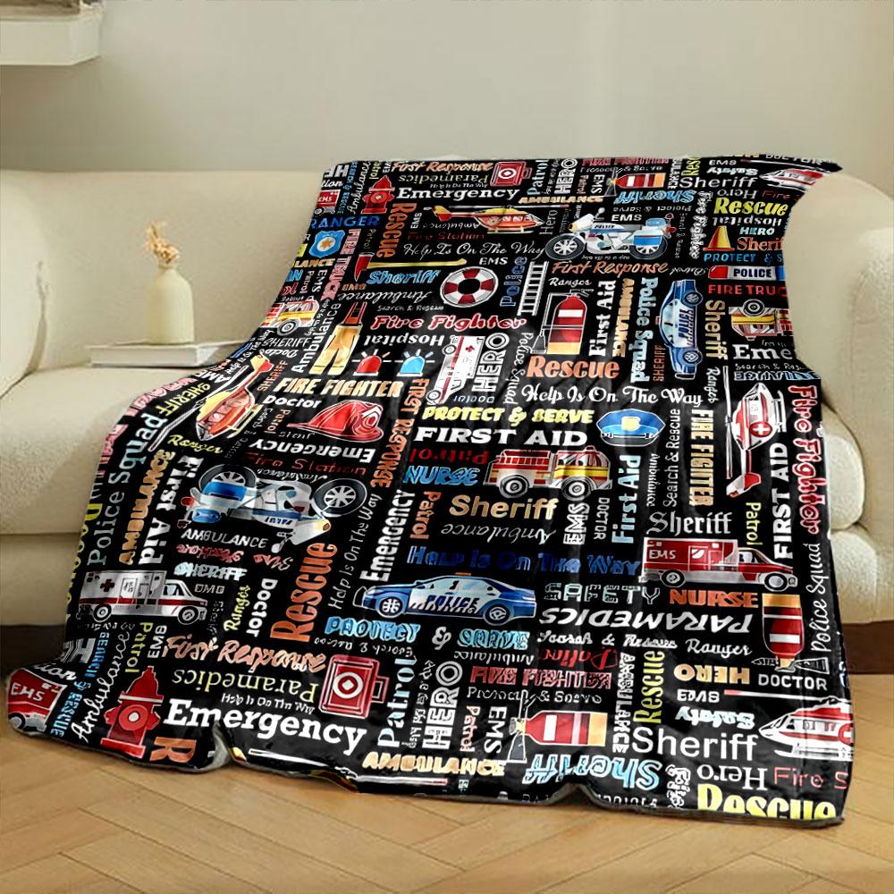 Emergency Rescue Print Blanket Bedroom Blanket for Livingroom Couch Lunch Break Soft Throw for Friend's Festival Gift
