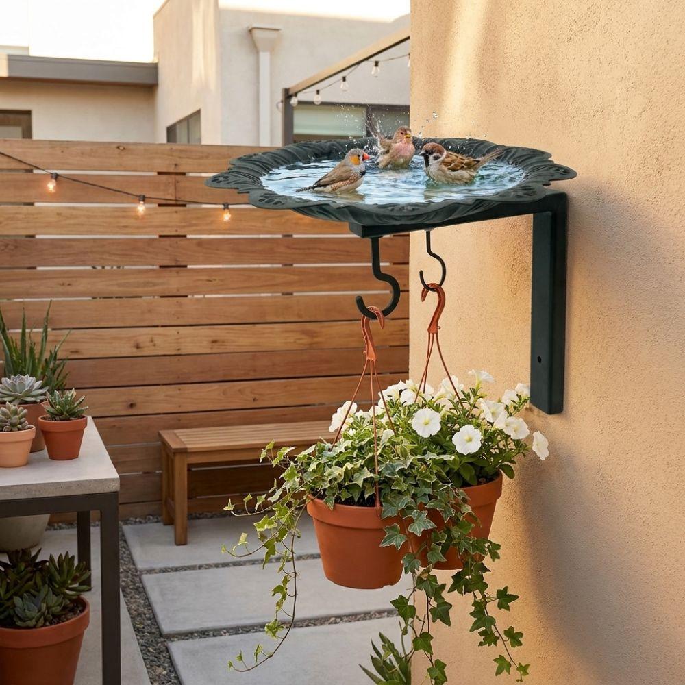 Cast Iron Wall Mounted Bird Feeder Vintage Metal Bird Bath Bird Feeding Station Outdoor