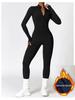 Winter Autumn Women's One-piece Yoga Jumpsuit Leggings Long-sleeved Warm Ski Overalls Outerwear High Elastic Cycling Bodysuit