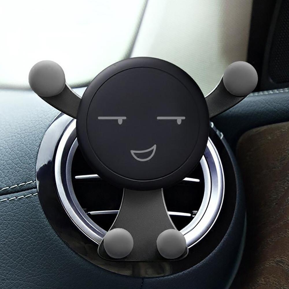 Gravity Car Phone Holder Air Vent Clip Smile Face Mount Mobile Cell Stand GPS Stand Support for IPhone 12 Pro Max Xiaomi Samsung