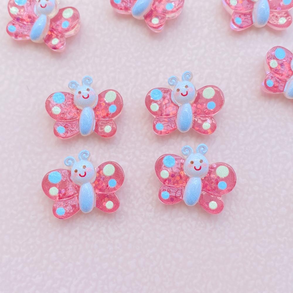 

12Pcs New Cute Resin Cartoon colored butterflies series Flat Back Scrapbooking DIY Jewelry Craft Decoration Accessories