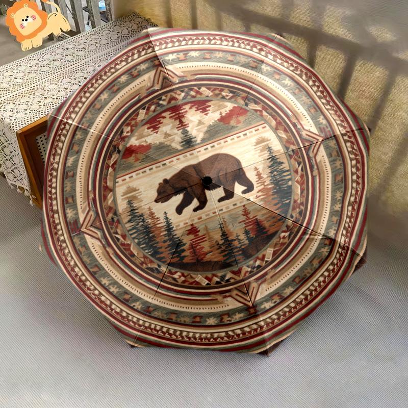 0106 Vintage Native American Style Animals  pattern, automatic folding umbrella, portable and foldable design, 8 ribs, a Christmas or birthday gift.