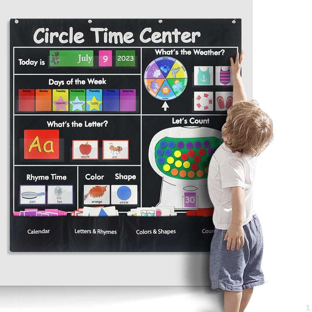 Circle Time Learning Chart Numbers Pocket for Kids Homeschool
