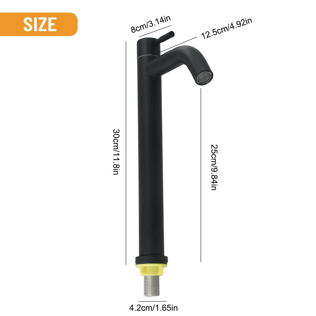 Basin Faucet Single Cold Bathroom Sink Faucet Kitchen Faucet Deck Mounted Stainless Steel Tap Bathroom Counter Basin Faucet