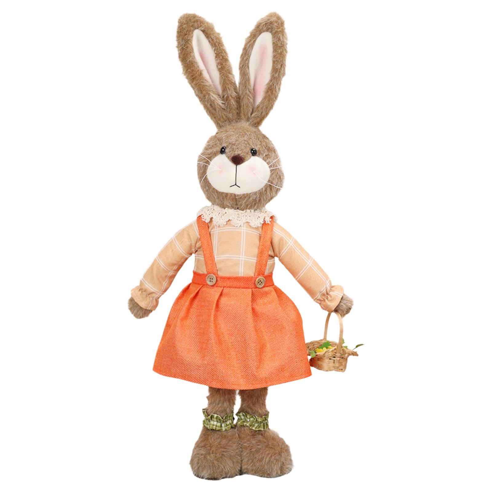 

Plush Easter Bunny Decorations 21.2-24in Adjustable Leg Standing Rabbits Figurines for Home Spring Tabletop Holiday Room Decor оранжевый
