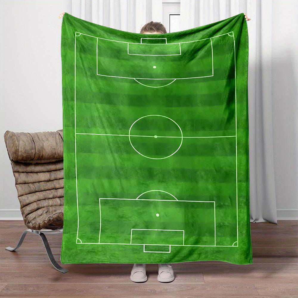 Soccer Field Themed Flannel Throw Blanket | Perfect for Football Fans - Ideal for Couch, Bed, Travel