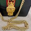 [Pre-Owned] Sylvie Gold Buckle Striped Web Chain Satin Bow Mini Shoulder Bag - Very Good #19YEDED