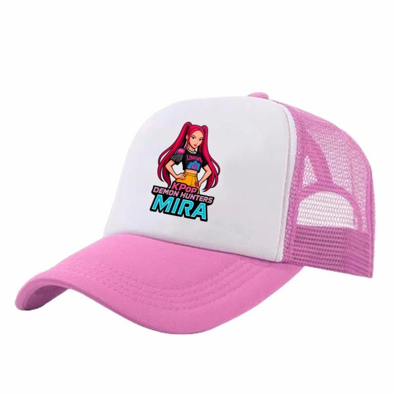 Cute Demon Hunter Girls' Baseball Cap Adjustable Casual Printed Mesh Sun Hat for Kids
