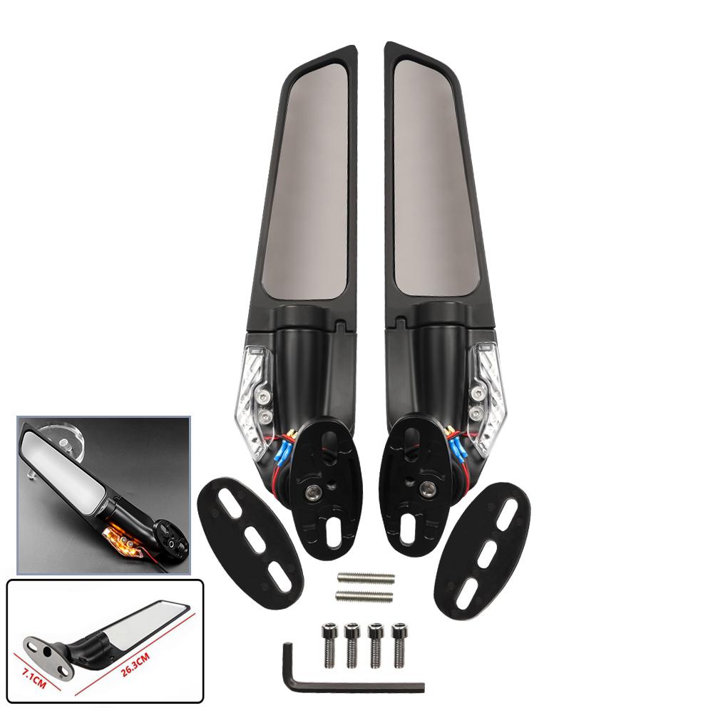 Wing Rearview Side Mirrors LED Turn Signal For Suzuki GSXR 600 750 1000 GSX1000 For HONDA, Yamaha Motorcycle Accessories