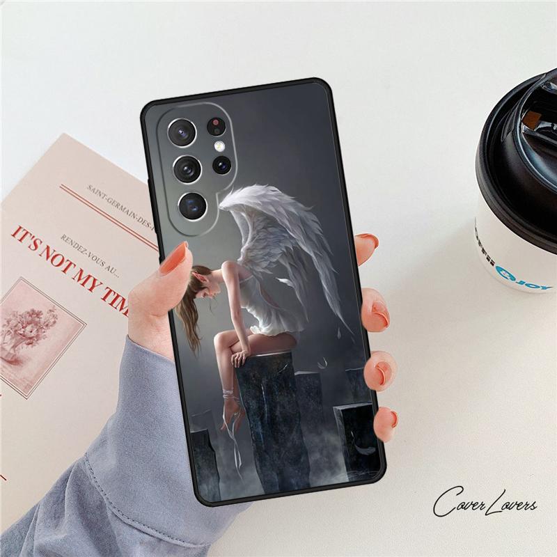 Fantasy Angel Girl Wings phone case For Samsung Galaxy S24 S25 S23 S22 Ultra Note 10 20 Plus S20 S21 FE Cover