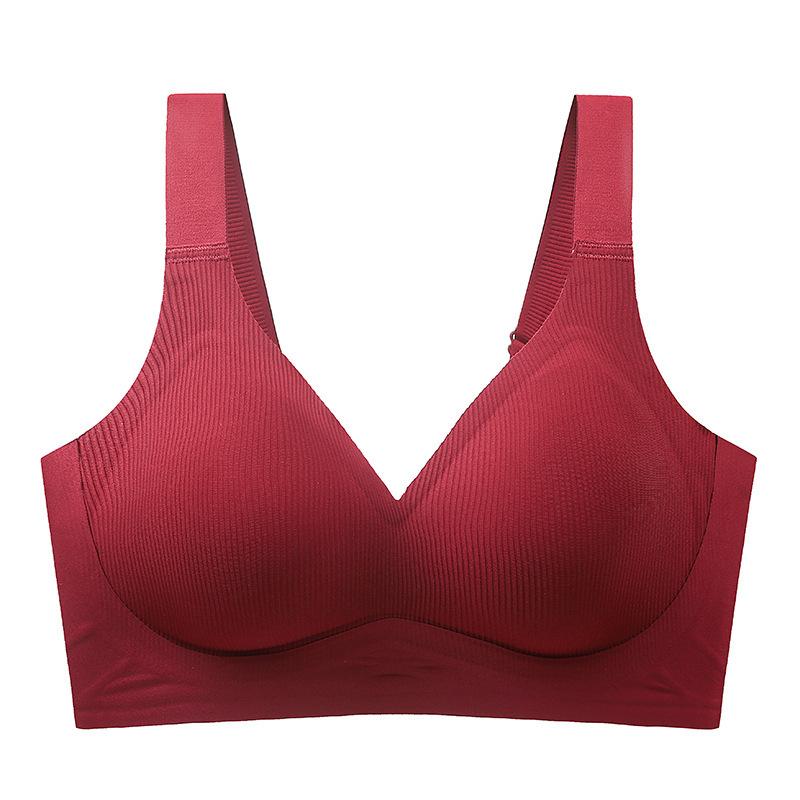 

Traceless women s lift comfortable gathering anti-sagging collection breast bra soft support no steel ring fixed cup bra XXL（40/90ABC） червоний