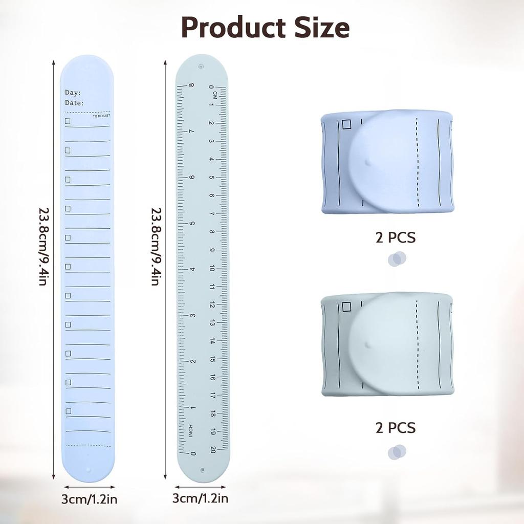 4 Reusable Notepads Wristband for To-Do Lists Reusable Silicone Waterproof Reminder Bracelet Notepad with Ruler for E