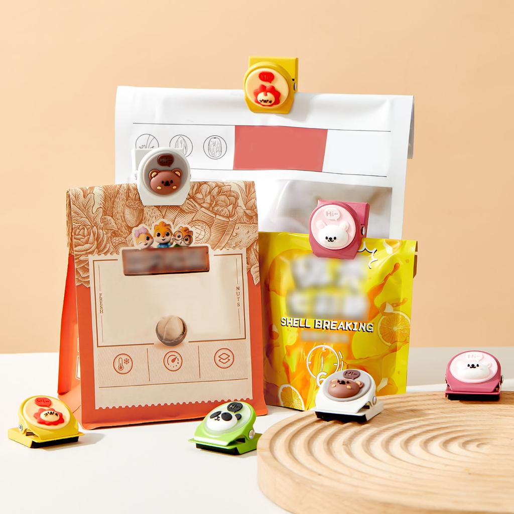 Cute Snack Bag Sealing Clips Plastic Magnetic Food Bag Clips Reusable Storage Clip Sealer Clamp Kitchen Accessories