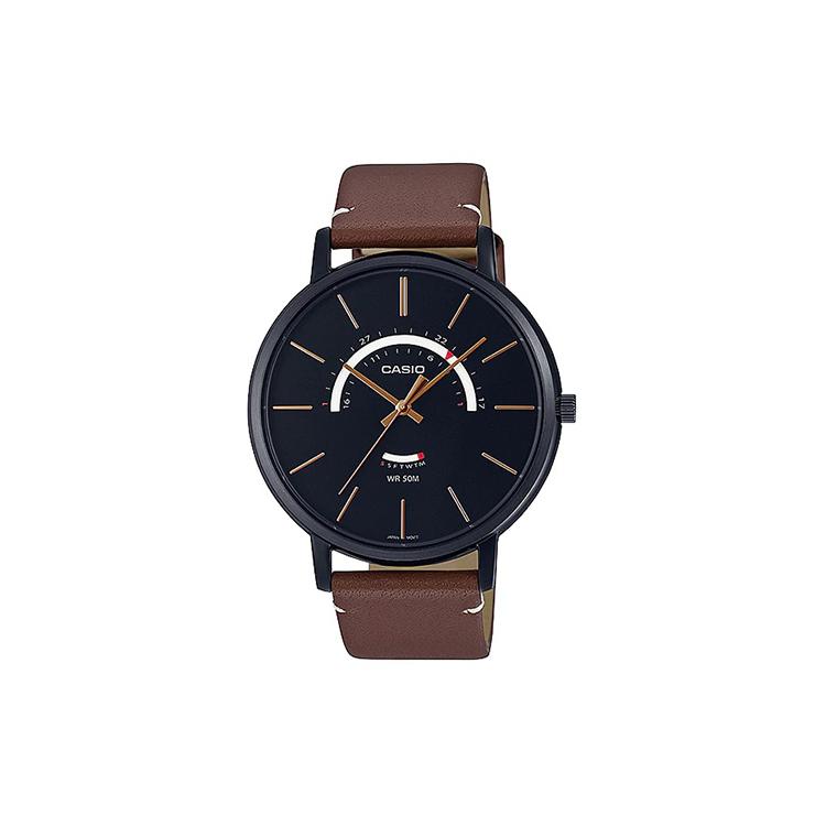 

CASIO Men Standard Series 43mm Black Watch MTP-B105BL-1AV MTP-B105BL-1AV Brown Strap