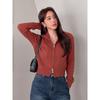 Women S Short Knit Cardigan With Zipper Casual Style