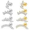 Hot-selling Titanium Alloy Cross-Border Earrings Small Fresh Wheat Zircon Tongue Nail Lip Ear Jewelry Fashion Piercing Jewelry