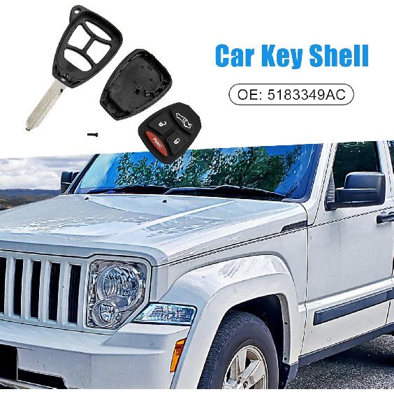 

2 Button Key Fob Cover OHT692427AA Keyless Entry Remote Fob Replacement for Jeep Liberty 2008-2013 Black