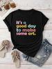 Today's Good Mood Is Sponsored by a Casual Round-neck Short-sleeve T-shirt with Pattern Print, Which