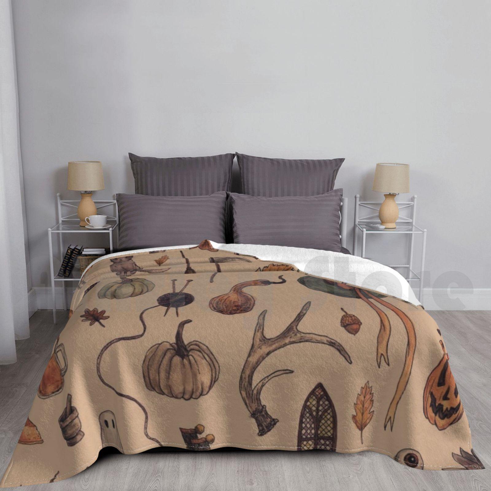 Rustic Brown Cozy Crone Blanket For Sofa Bed Travel Witch Halloween Spooky Cottage Cottagecore Goth Crone Magick Size: 75*100cm, Weight: 230 GSM