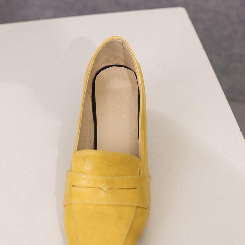 Women's High Heel Single Shoes Spring and Summer New Thick with Solid Color Large Size Matching Low Top Shoes