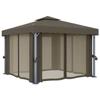 VidaXL Tonnelle avec rideau 3x3 m Taupe Aluminium