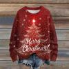 Ladies' Fashionable Casual Long Sleeved Beautiful Christmas Tree Print Round Neck Yarn Knitting