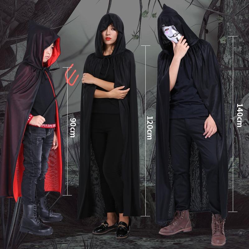Halloween adult children cape wizard robe reaper vampire cosplay costume black and red cape