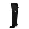 Krazing Pot Flock Pointed Toe Thin High Heels Size 46 Size 45 Winter Slip on Plus Size Women Keep Warm Over-the-knee Boots