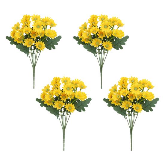 Artificial Mums Bundle Realistic Faux Daisies with Bendable Stems UV Resistant Fall Flowers for Autumn Home Window Box Vase Outdoor Decoration