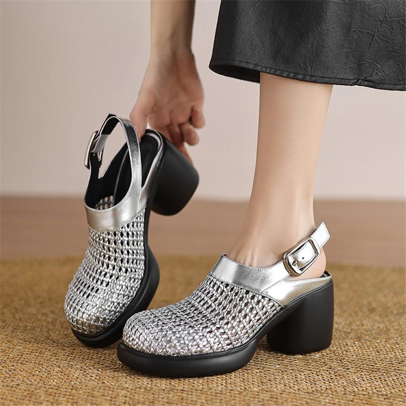 Fashion New Summer Sandal Cover Toe Sandals for Women High Heels Sandals Fashion Hollow Out Round Toe Chunky Heels Women Platform Shoes