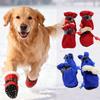 Pet Winter Shoes Cat & Dog Boots Paw Protectors, Fleece Warm Snow Booties for Puppy with Reflective Strip Anti-Slip Rubber