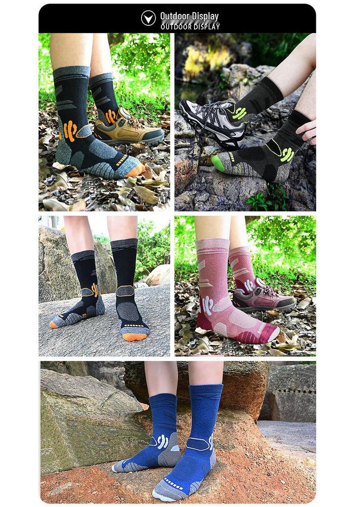 30% Merino Wool Thickened Mid-Calf Hiking & Camping Socks for Autumn/Winter