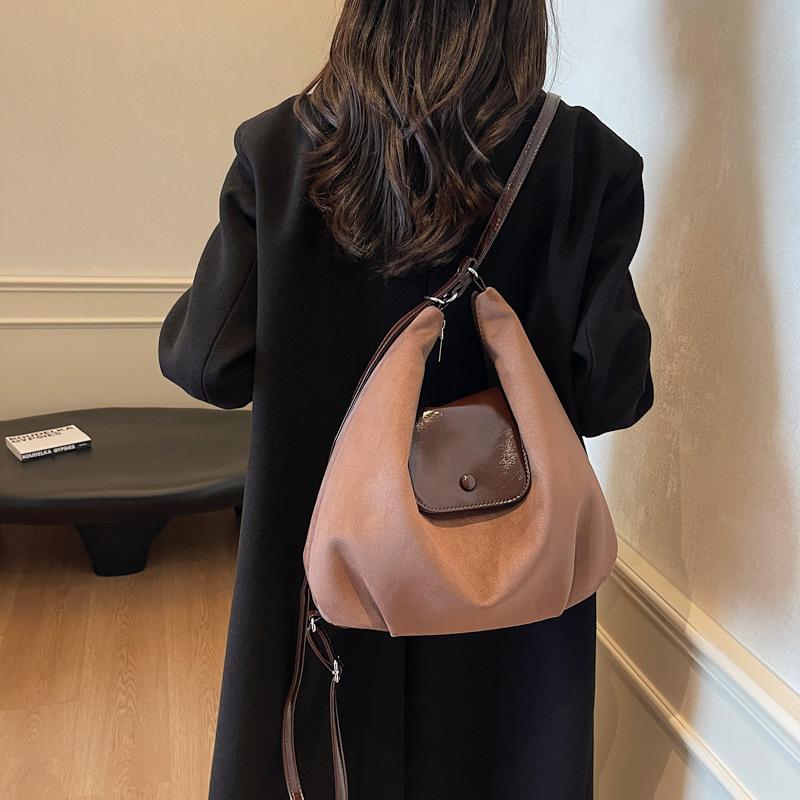Star Yang Mi leopard print backpack women's autumn and winter retro large capacity drawstring single shoulder tote bag commuter backpack