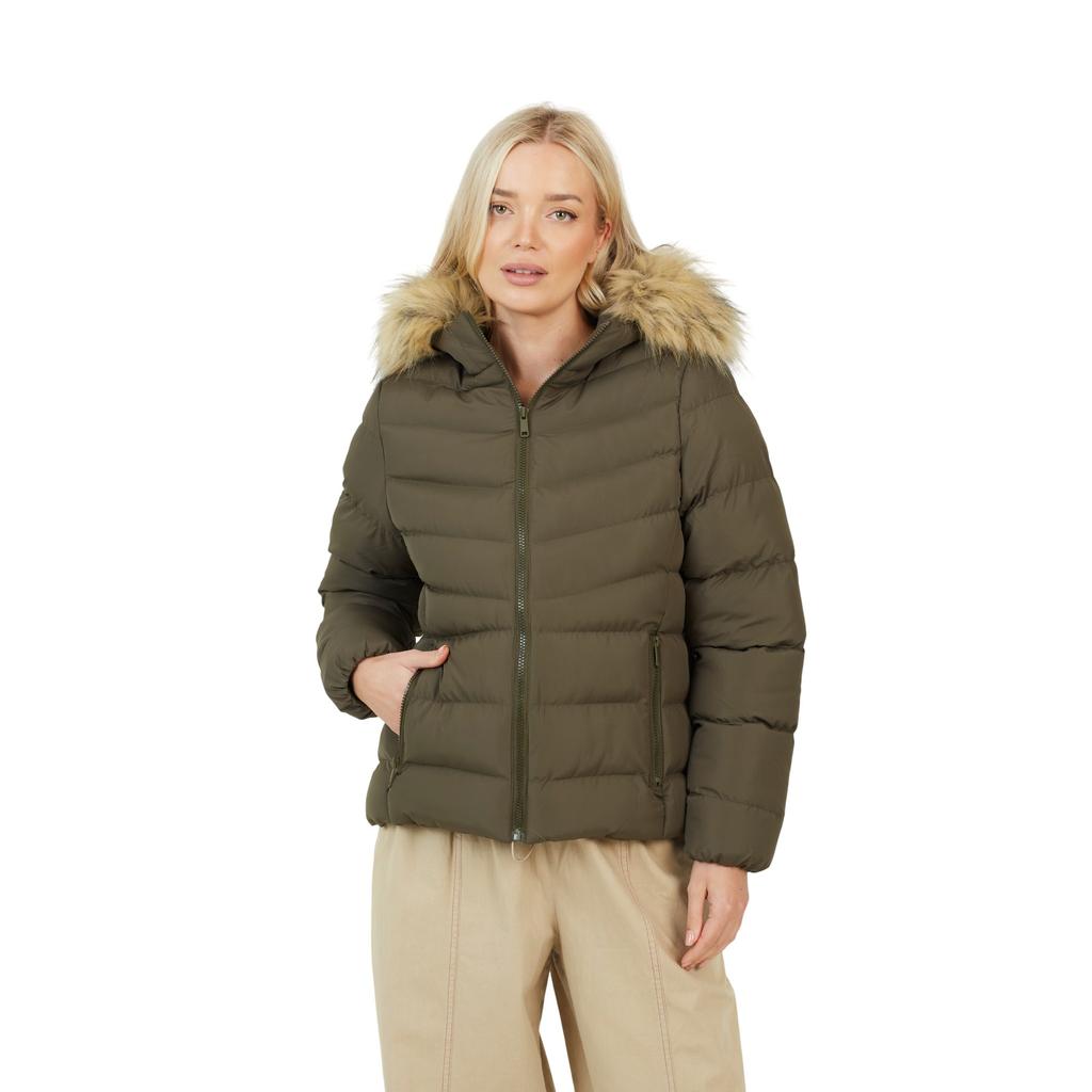 BRAVE SOUL Womens/Ladies Short Quilted Detachable Hood Padded Jacket