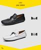 Men's Casual Spring Cowhide Slip-on Loafers, Embossed Leather Driving Shoes, Large Size