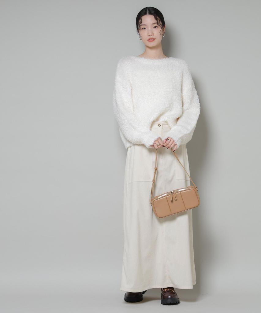 Nano Universe Weicher Cord-Maxi-Rock für Damen, Größe F, 037, Elfenbein, 673-5230319