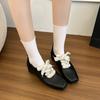 Women's Shoes 2025 New Autumn Versatile Fashion Square Toe Mid Heel Women's High Heels Lace Up Outdoor High Quality Shoes Ladies