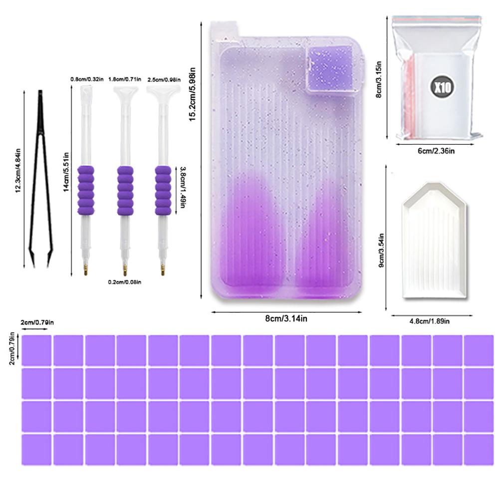 Diamond Painting Tablett Kunstset mit Punktbohrstiften, Bohreraufbewahrungstablett, Pinzette, Klebewachs, Bastelwerkzeuge für Diamond Painting Zubehör