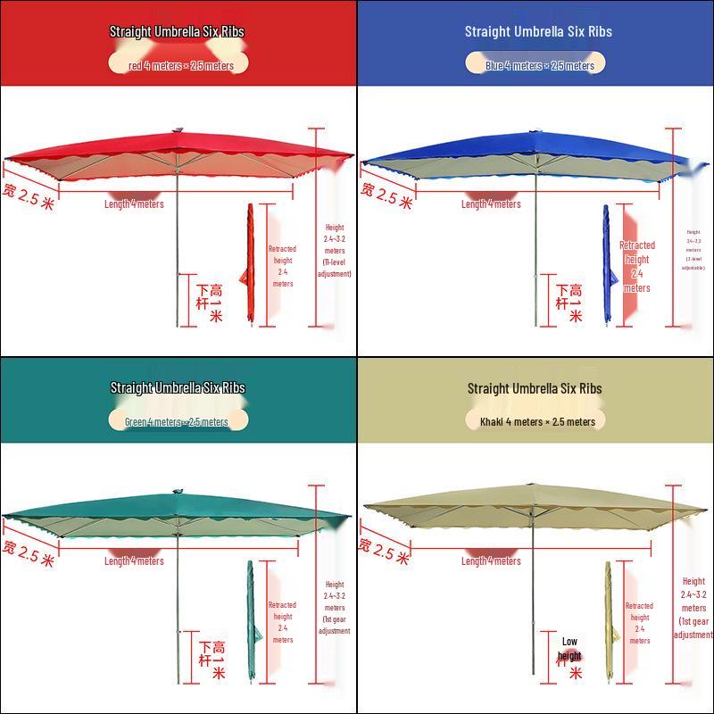Large Rectangular Folding Patio Umbrella with Canopy Sun Protection